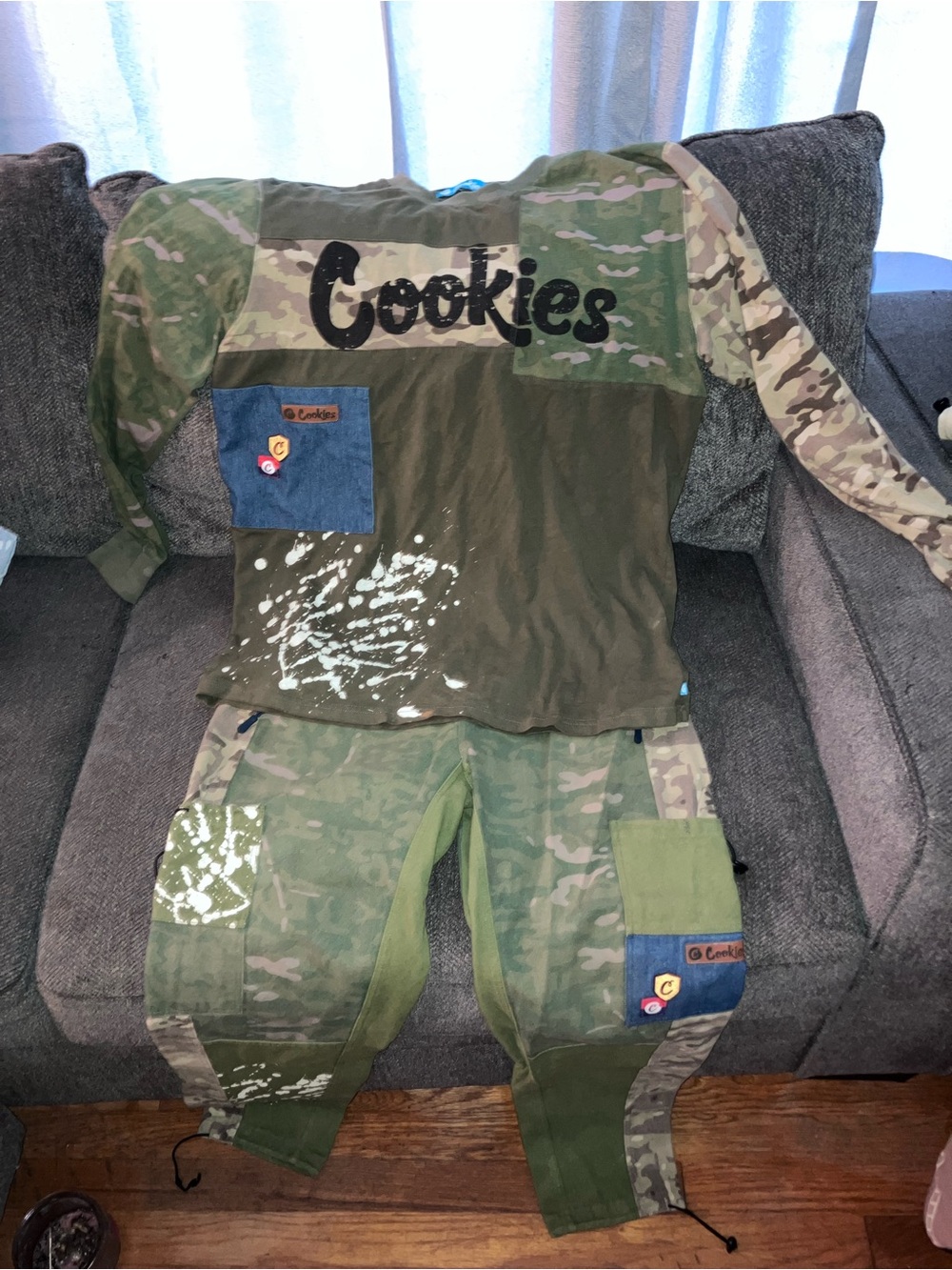 Cookies Men’s Green Camo Patchwork Shirt & Pants Set